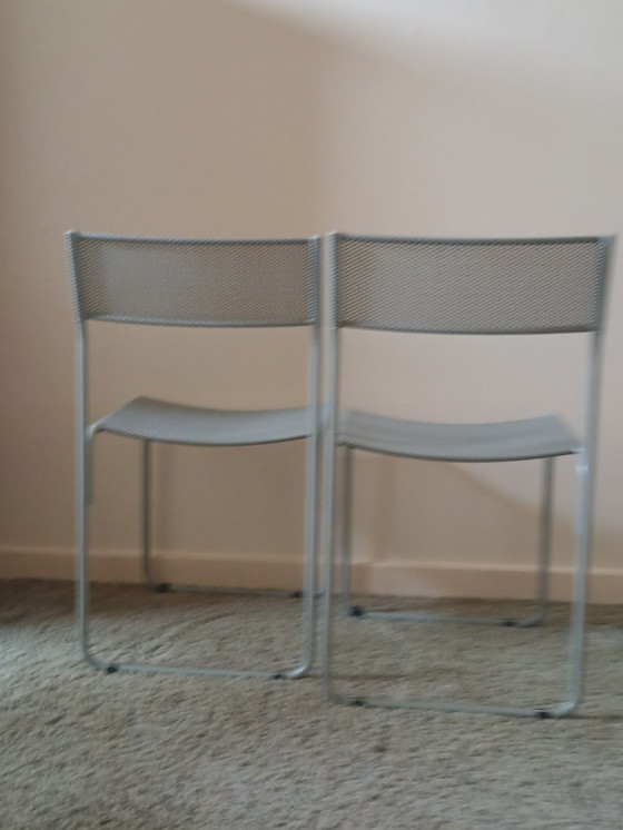 Image 1 of Italienische Esstischstühle aus perforiertem Stahl, grau