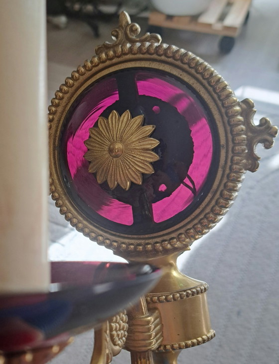 Set van 4 vintage wandlampen – aubergine glas & goud | Hollywood Regency – Metal, Brass (photo 7 of 13)