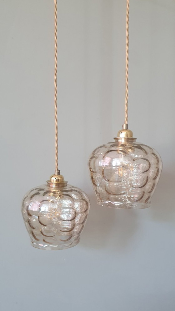 Image 1 of Ensemble de suspensions en verre vintage - Années 60-70 - Style Hollywood Regency