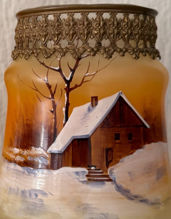 Antique opaline vases winter landscape, early 20th century – Decorative Objects, Glass, Metal (photo 5 of 5)