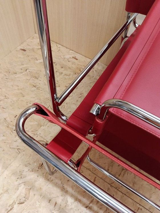 Image 1 of KNOLL Studio Set van 2 WASSILY B3 fauteuils (NIEUW) in rood leer