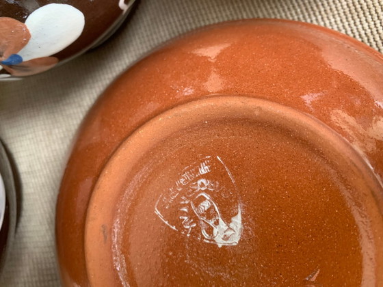 Vintage Hungarian Folk Glazed Ceramic Set by Sarospatak, Set of 5, Crockery, Brown (photo 6 of 7)