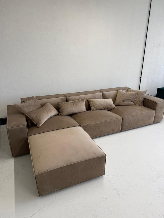 Image 1 of Japandi corner sofa taupe velvet