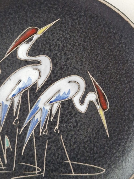 Image 1 of Ruscha.Wall plate with cranes.50'Germany.