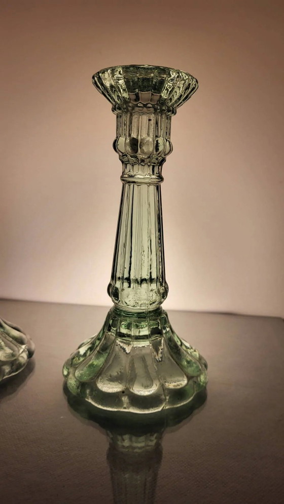 2 Glass candle holders – Crystal, Vintage (photo 3 of 9)
