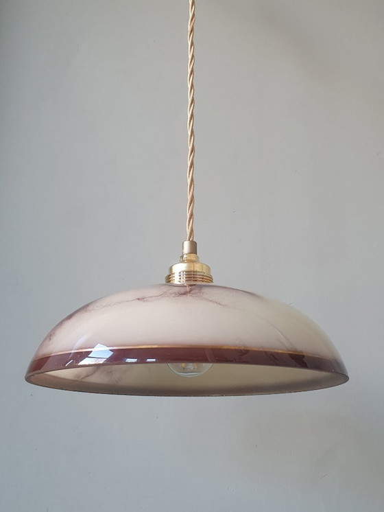 Image 1 of Set di lampade a sospensione vintage in opalino marmorizzato