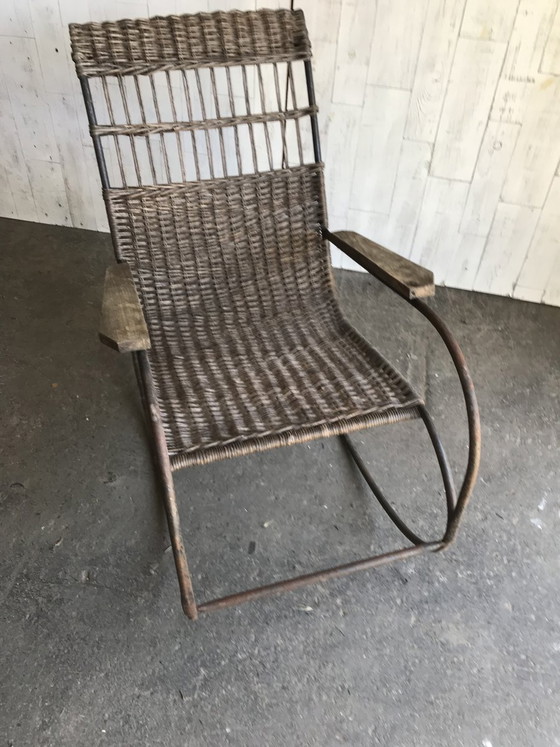Mid-Century Bentwood and Steel Rocking Chair, 1960s, polished steel, Mid Century Modern (photo 6 of 8)