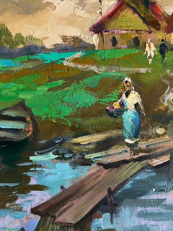 Image 1 of A Village River with Two Boats