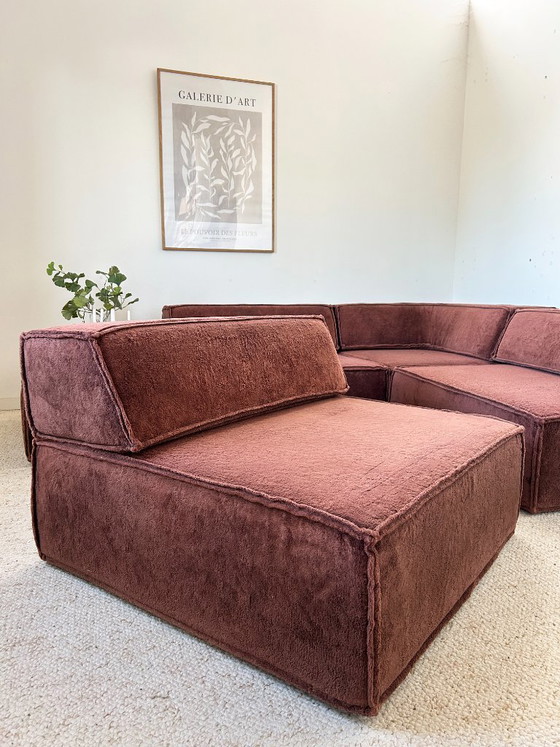 Image 1 of COR Trio modulaire bank in terracotta fluweel uit de jaren 70