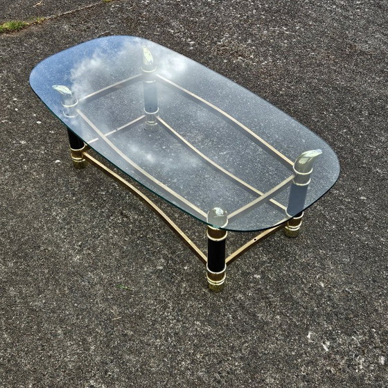 Image 1 of Italian Faux Tusk Glass Coffee Table Tommaso Barbi Style 80s