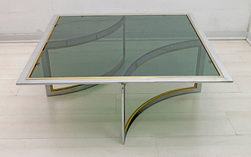 Table basse en chrome et laiton Romeo Rega, Italie moderne du milieu du siècle, années 1970