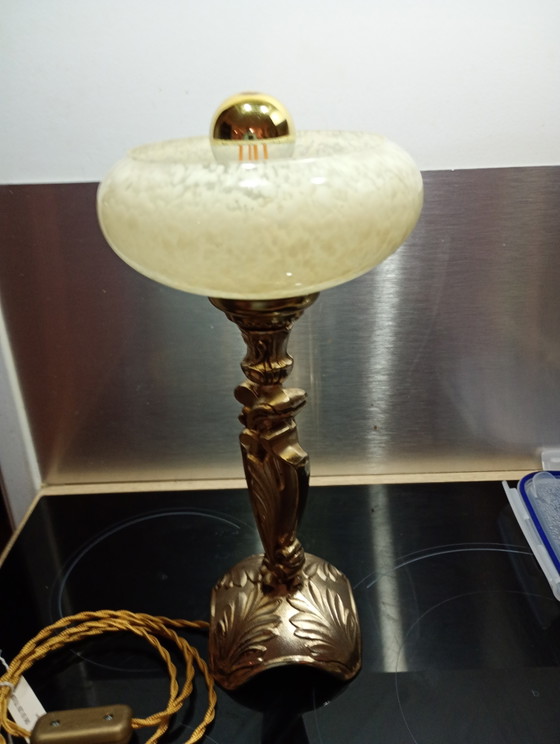 Image 1 of Stehlampe aus Bronze und Opalin