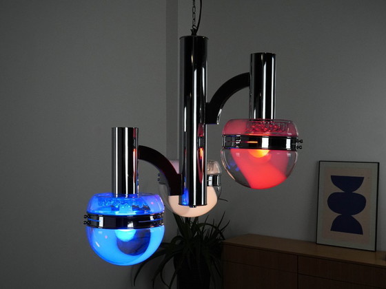 Image 1 of Kroonluchter uit het ruimtetijdperk, Muranoglas, jaren 70, gemaakt in Italië