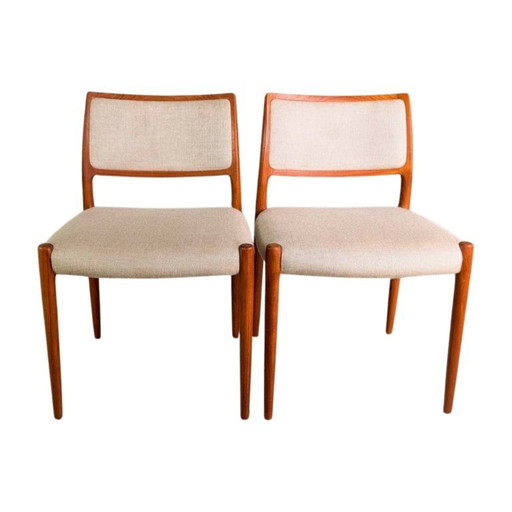 Lot de 2 chaises Niels O Moller JL Møller Møbelfabrik modèle 80 teck