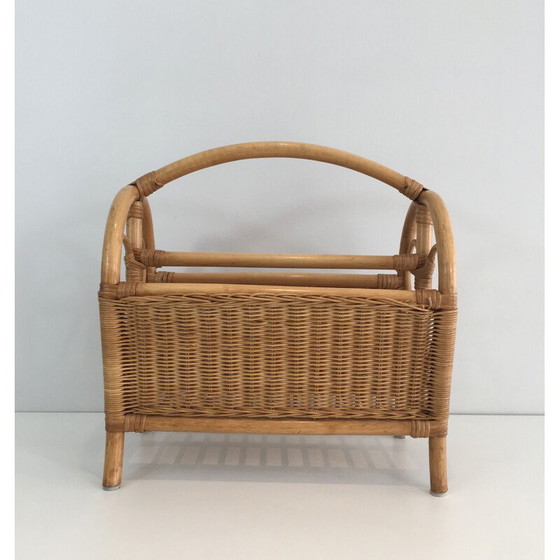 Image 1 of Vintage Rattan magazine rack 1970