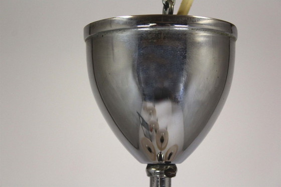 Image 1 of Lámpara de araña Art Déco cromada de ESC Zukov, Checoslovaquia, década de 1930