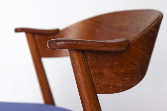 Image 1 of Chaise en teck de Korup Stolefabrik - Vintage danois, 1960s | Mid-Century Modern Blue Upholstered Accent Chair