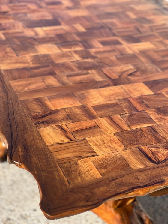 Sculptural solid olive wood brutalist style table 1970, Dining tables, Brown (photo 6 of 7)