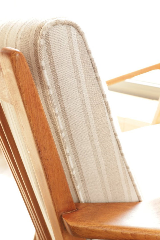 Image 1 of Vintage fauteuil knoll beige wit gestreept 1960