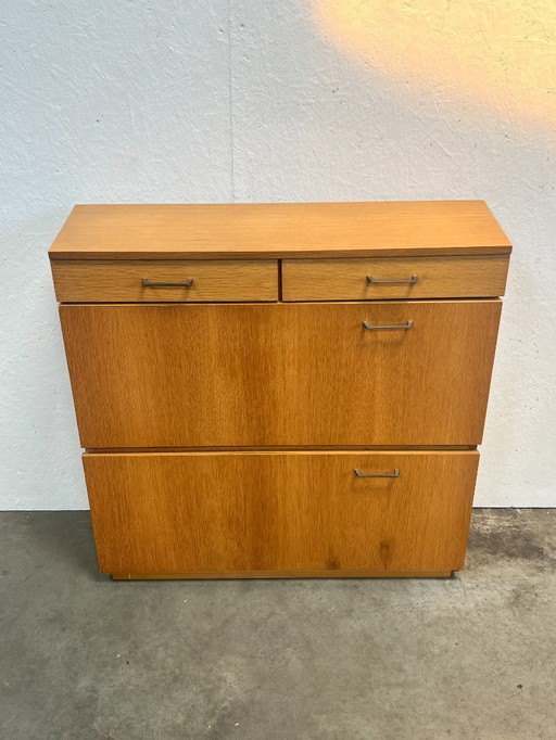 Meuble à chaussures vintage, bois clair, 1970 Allemagne