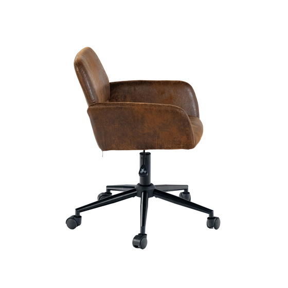 Image 1 of Urban Meuble vintage office chair in suede fabric, swivel, height-adjustable and with 5 castors ROSS KD SUEDE BROWN BLACK