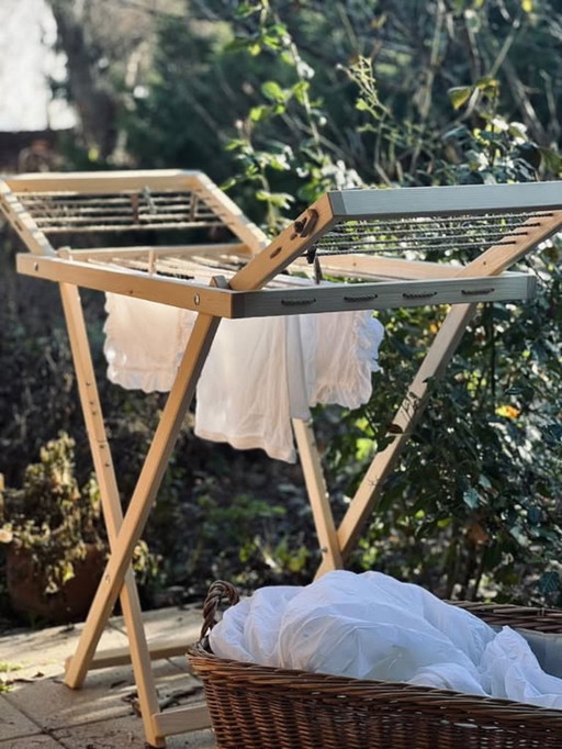 Wooden Clothes Airer, Laundry Drying Rack - Rustic Furniture, Foldable Horse