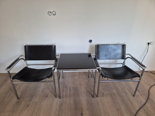 Gerard Vollenbrock Sessel (2-teilig) und Beistelltisch, 1980er Jahre