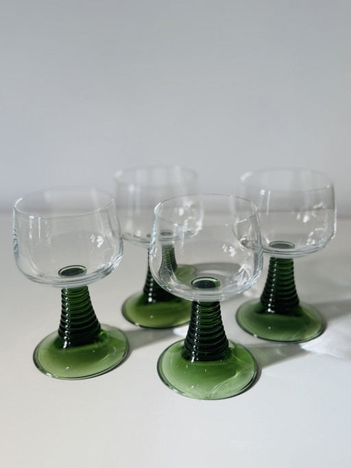 4x Vintage 1970s Luminarec Wine Glasses