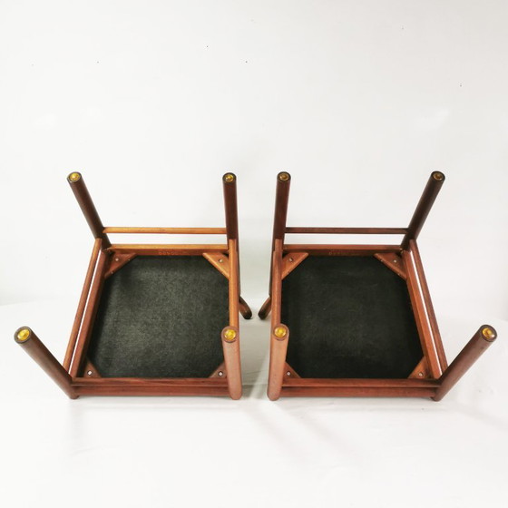 Set of 6 teak chairs, Mid-Century, Denmark, 1970s. – Dining chairs, Textile, Wood (photo 10 of 18)
