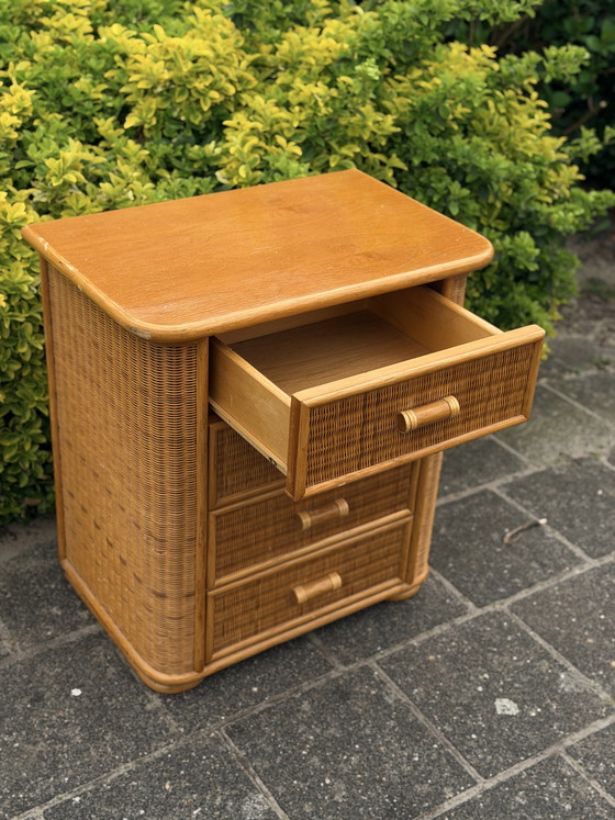 Image 1 of 1970s rattan chest of drawers