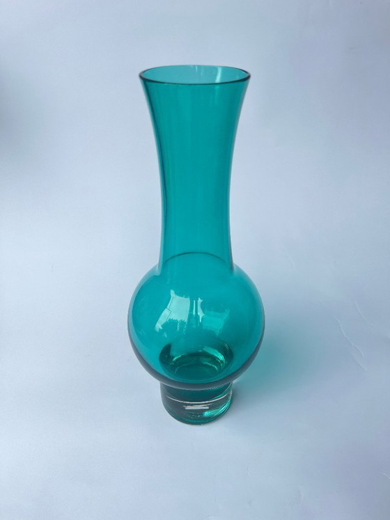 Image 1 of Finnish Design - Riihimäki 70s Green Glass Vase 1371 for Riihimäen Lasi OY