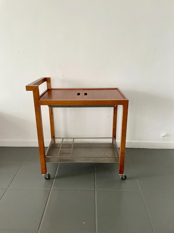 Image 1 of Chariot de bar vintage au design scandinave avec glacière intégrée en métal