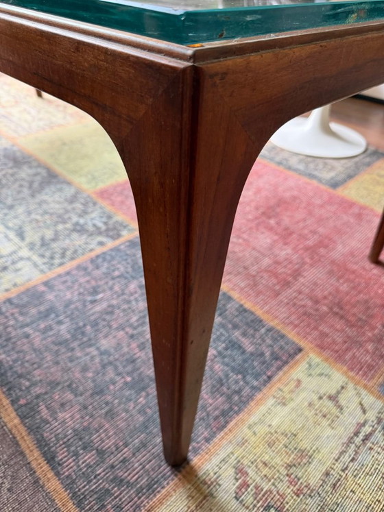 Luxury Vintage Hohnert Design Coffee table & side table 70s (2 cm glass), Wood, Brown (photo 4 of 10)