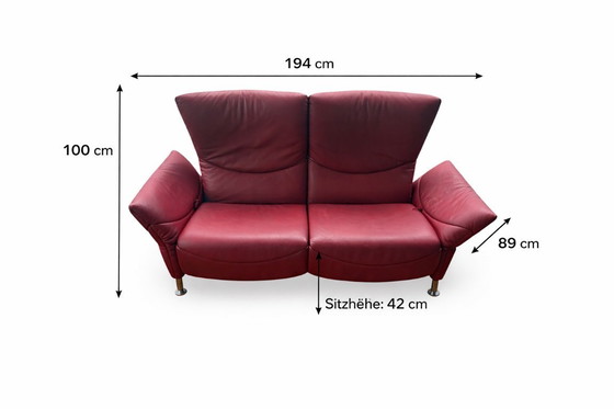 Image 1 of Divano a due posti DS 145 in pelle rossa di de Sede, anni '90