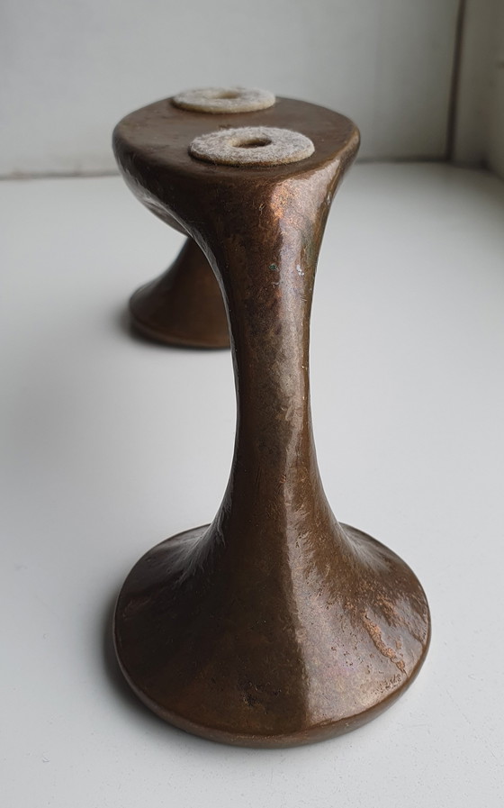 Image 1 of Vintage Bronzen Harjes Kandelaar Brutalist