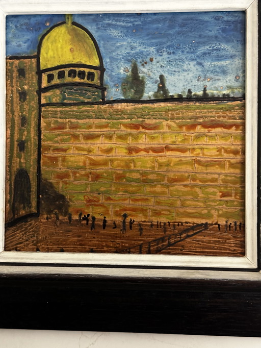 Peinture Sur Cuivre - Jérusalem Kotel - Mur Des Lamentations  - Judaica Art  