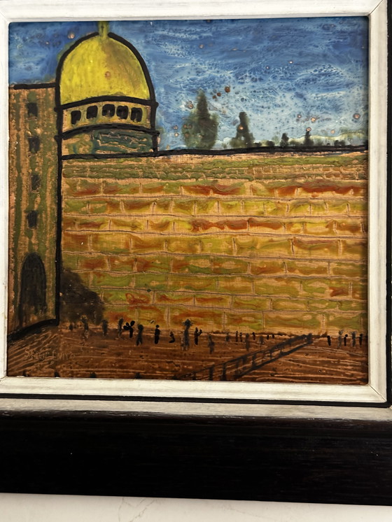 Image 1 of Peinture Sur Cuivre - Jérusalem Kotel - Mur Des Lamentations  - Judaica Art  