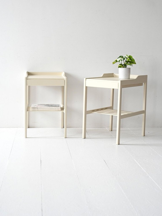 Image 1 of Pair of 1950s White Scandinavian Nightstands