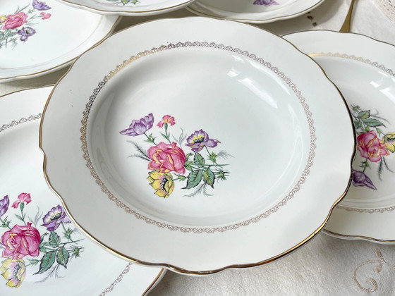 6 Piatti Fondi in Porcellana DIGOIN & SARREGUEMINES Modello Rene, Fatti in Francia 1950 – Stoviglie, Porcelain (photo 3 of 7)