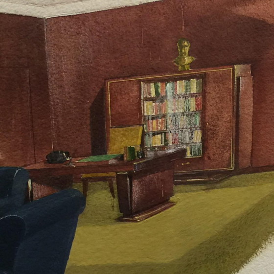 President's Office van Sabam door de Vanderborght Establishments in Brussel, Aquarel, Jaren 1930-1940 (photo 7 of 10)