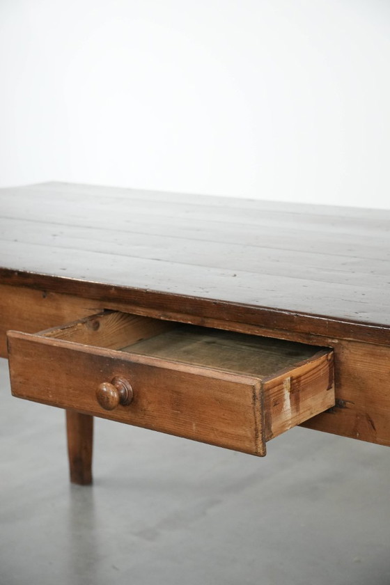 Image 1 of Grande tavolo da pranzo antico francese XXL in stile fattoria con due cassetti