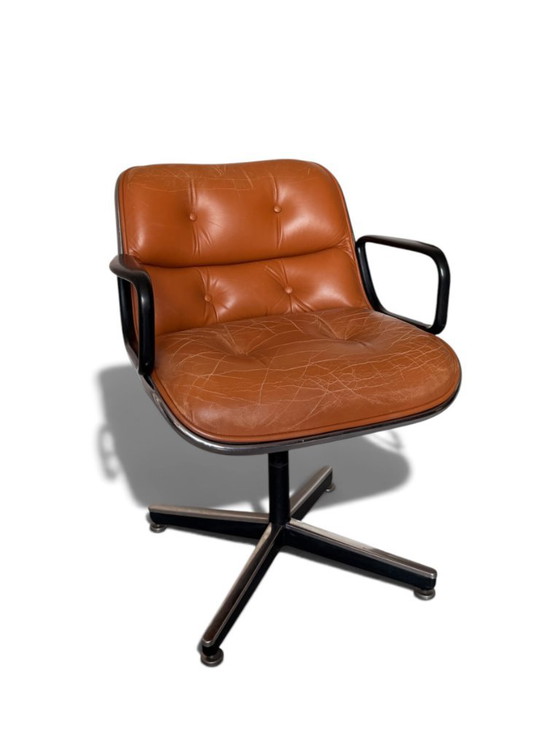 Fauteuil Charles Pollock Executive Knoll - Cuir Camel Patiné – Leather (photo 11 of 11)
