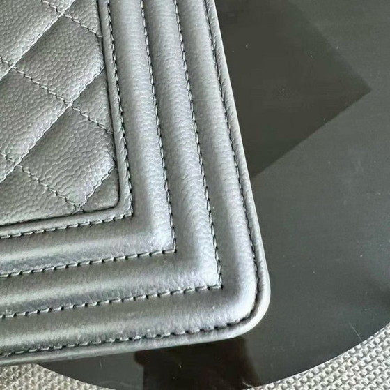 Image 1 of Chanel Boy Medium - Caviar 25CM Quilted Iridescent Silver Hardware Sereis 24