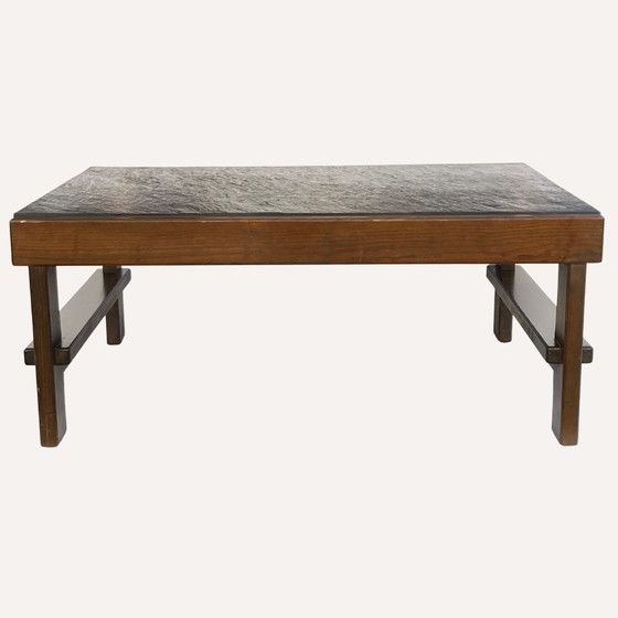 Image 1 of 1X Brutalist Modernist Black Grey Natural Stone Coffee Table By Carl Straub, Germany, 1979