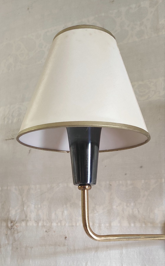 Image 1 of Double wall lights in gilded brass and gunmetal finish - 1950s/60s