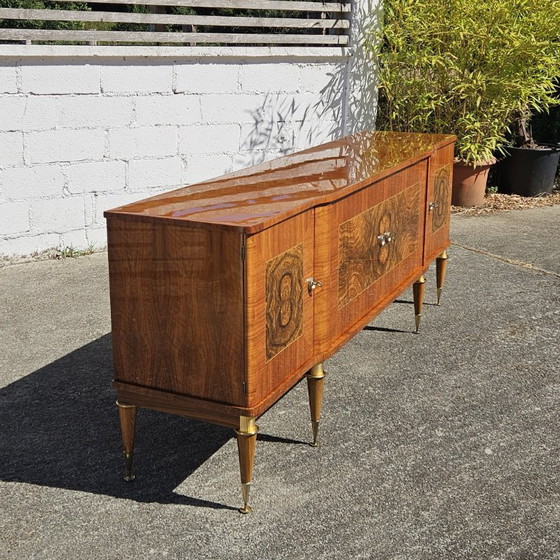Image 1 of Frans dressoir uit het midden van de 20e eeuw - Luxe buffetkast van wortelhout - jaren 60