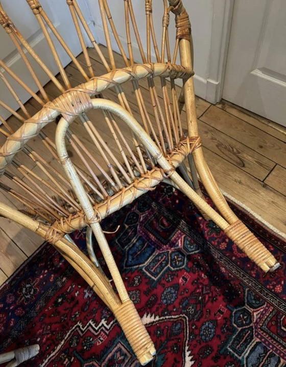 Pair of vintage rattan armchairs – 60s/70s design – Dining chairs, Wicker, Scandinavian (photo 14 of 20)