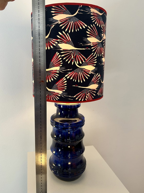 Image 1 of Large 1970s vase lamp with expressive glaze and typical pagoda shape