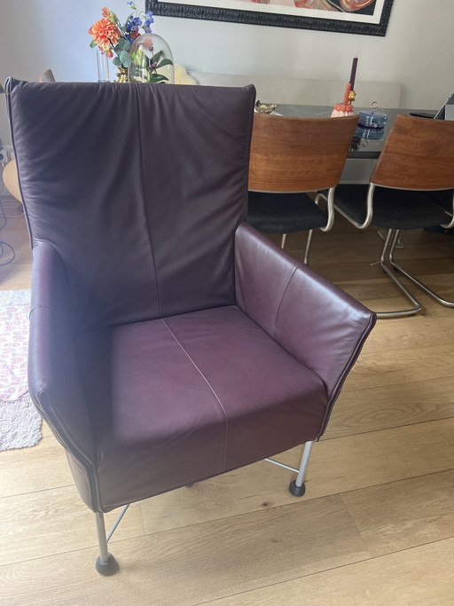 Montis Charly Met Voetenbankje, Onbeschadigd En Originele Leren Bekleding – fauteuils, Leather, Metal