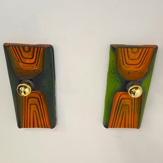 Set Hustadt Fat Lava keramische wandlampen 70s mid century – Hustadt Leuchten, Ceramic (photo 3 of 6)
